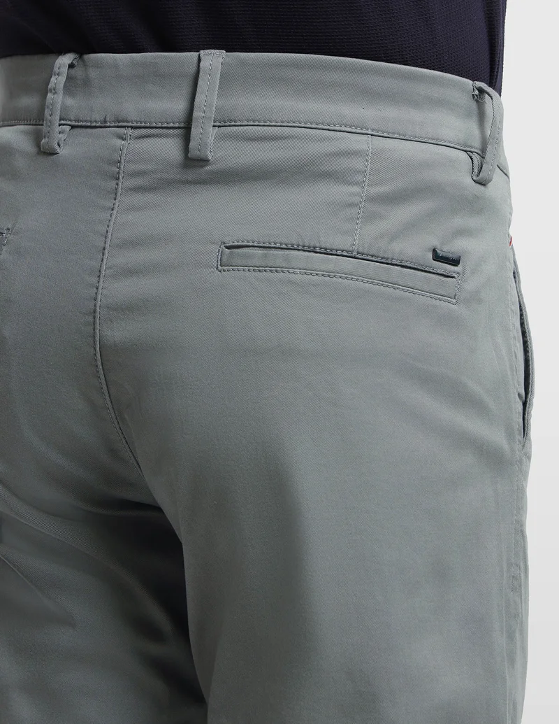 Arrow Grey Twill Bronson Slim Fit Trousers for Men | Best Price UAE