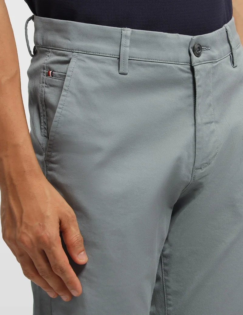 Arrow Grey Twill Bronson Slim Fit Trousers for Men | Best Price UAE