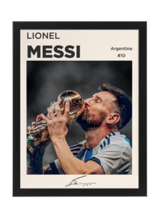 Boomah Accessories Lionel Messi Argentina Legend Printed Autograph - Framed Poster 30x40cm - Football Memorabilia, Soccer Collectible, Gift for Fans , Man Cave 