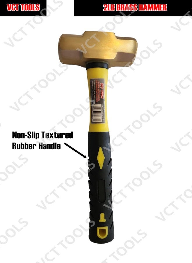 VCT Solid Brass Non-Sparking Hammer with Fiberglass Non-slip Handle - 2lb, 01213 - Image 3