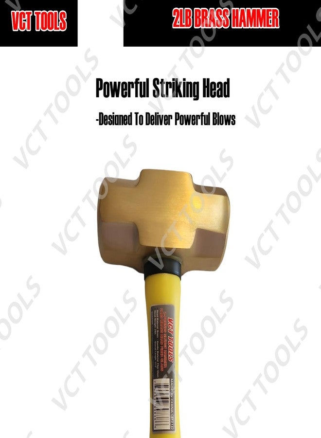 VCT Solid Brass Non-Sparking Hammer with Fiberglass Non-slip Handle - 2lb, 01213 - Image 4