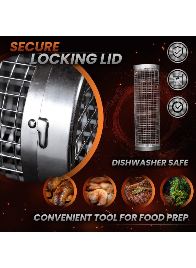 عربست سلتان متحركتان للشواء الخارجي، ملحقات بيج جرين إيغ - تتضمن المجموعة شوكة، خطاف، وفرشاة زيت - مصنوعة من الفولاذ المقاوم للصدأ 304 غرام - هدية مثالية للأب، من مستلزمات التخييم الأساسية، هدايا خارجية مميزة - Image 3