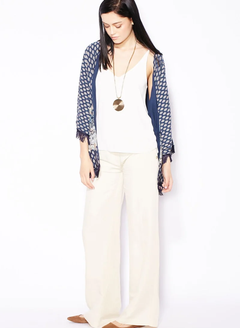 MANGO Printed Fringed Kimono