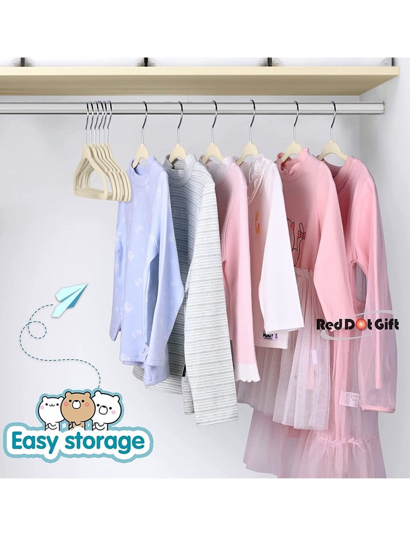 ريد دوت جيفت 30-Pack Beige Velvet Kids Hangers - (35cm / 14 Inch) Premium Childrens Hangers for Closet, Ultra-Thin Cute Hangers Kids Clothes Hanger, Small Hangers for Kids Clothes - Image 4