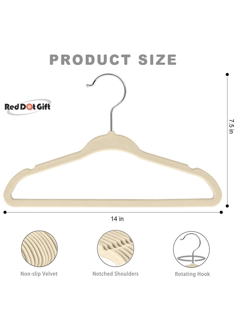 ريد دوت جيفت 30-Pack Beige Velvet Kids Hangers - (35cm / 14 Inch) Premium Childrens Hangers for Closet, Ultra-Thin Cute Hangers Kids Clothes Hanger, Small Hangers for Kids Clothes - Image 2