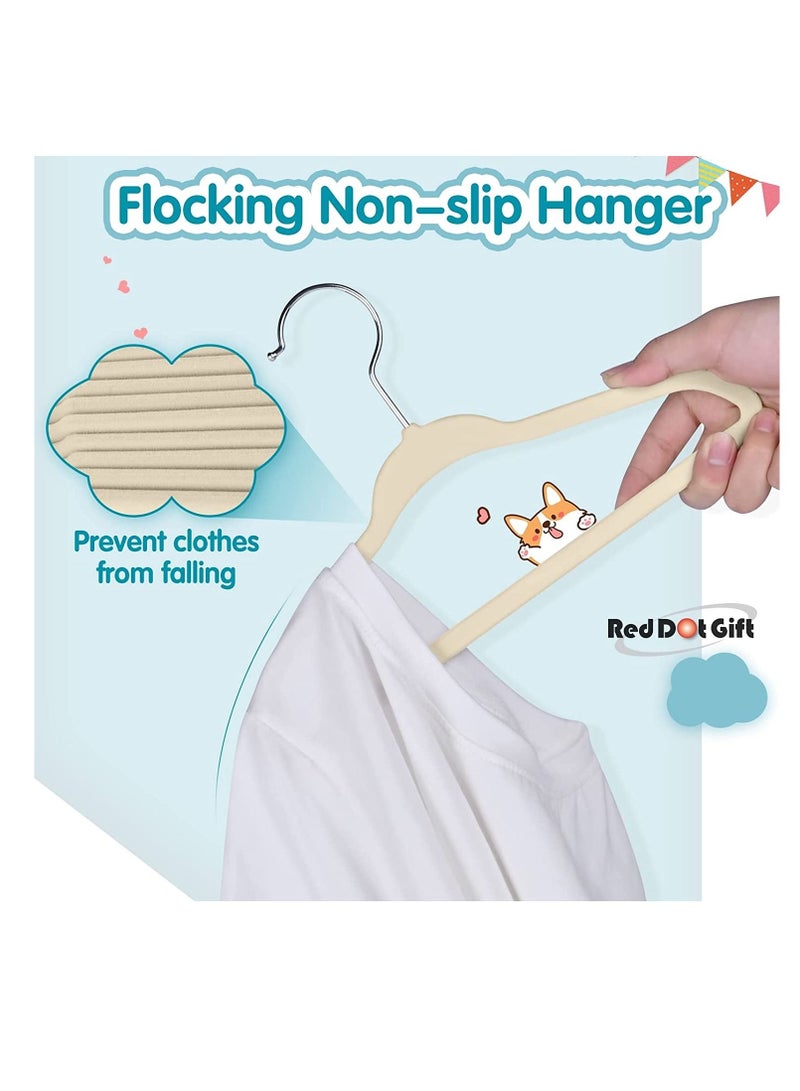 ريد دوت جيفت 30-Pack Beige Velvet Kids Hangers - (35cm / 14 Inch) Premium Childrens Hangers for Closet, Ultra-Thin Cute Hangers Kids Clothes Hanger, Small Hangers for Kids Clothes - Image 3