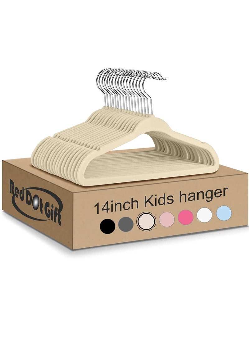 ريد دوت جيفت 30-Pack Beige Velvet Kids Hangers - (35cm / 14 Inch) Premium Childrens Hangers for Closet, Ultra-Thin Cute Hangers Kids Clothes Hanger, Small Hangers for Kids Clothes - Image 1