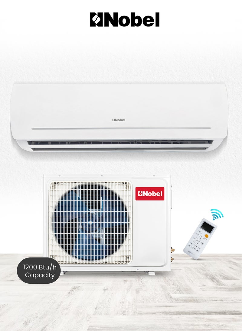 Nobel Split Air Conditioner 12000 Btu/h Capacity, Cooling Only, Rotary Compressor, Auto Restart, 4-Way Airflow, Goldin Fin, Turbo Operation, Hidden LED Display, R410A Refrigerant - NSAC12C1 white NSAC12C1 White - Image 1