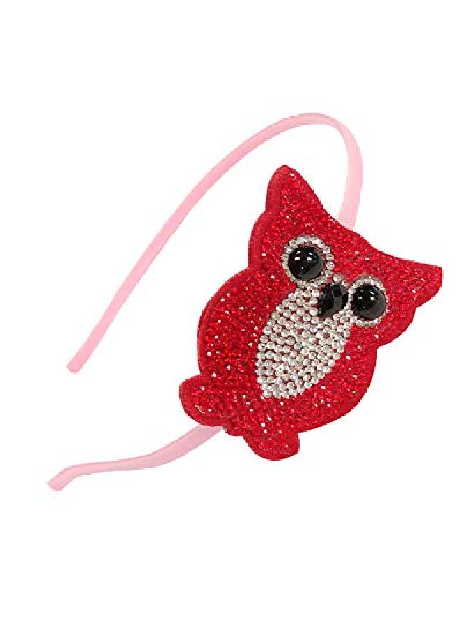 Bowbear Girls Womens Crystal Party Headband Red Owl - Image 2