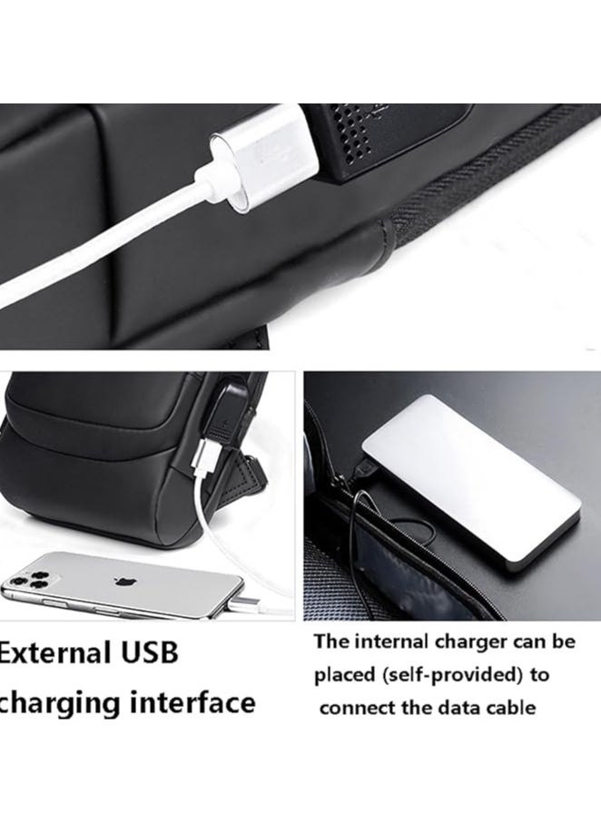 AUTOYSUR Crossbody Sling Bag, Body Chest Shoulder Bag for Men Women Casual Shoulder Backpack Bag, Waterproof Leather Chest Casual Daypack with USB Charging Port for Travel Hiking  - Image 3
