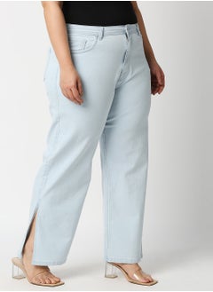 HIGH STAR Women Blue Straight Fit High-Rise Cropped Jeans with slits  - Image 3