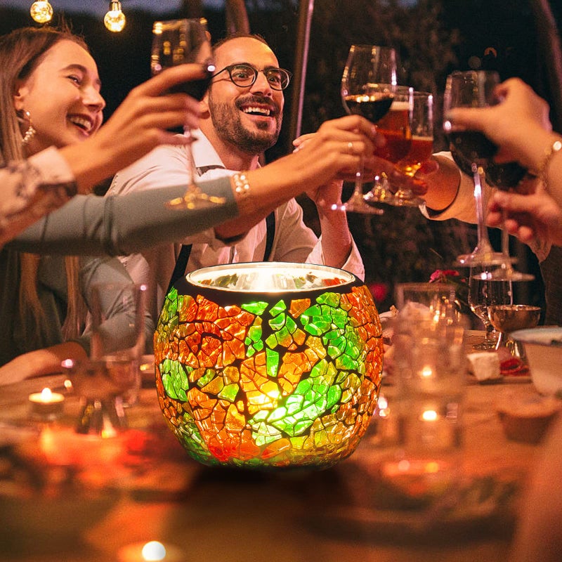 Rancco Glass Votive Candle Holder for Tealight, Romantic Mosaic Cracked Candle Holder, Candle Lamp Aromatherapy Candlescape Bowl for Valentine's Thanksgiving, Christmas Table Centerpiece, Party Decor - Image 2