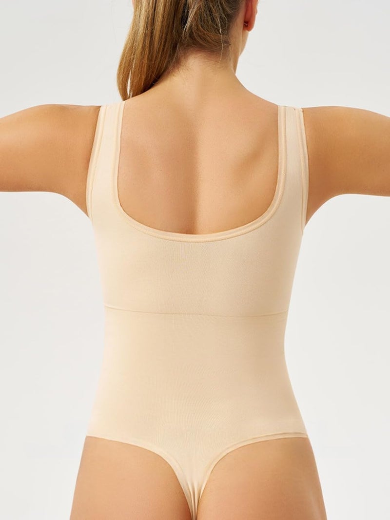 TESMEZY Bodysuit for Women Tummy Control Shapewear Seamless Sculpting Thong Body Shaper Tank Top (ED024_Beige_M) - Image 2