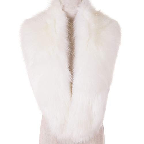 Dikoaina Extra Large Women's Faux Fur Collar for Winter Coat,White,120cm - Image 1