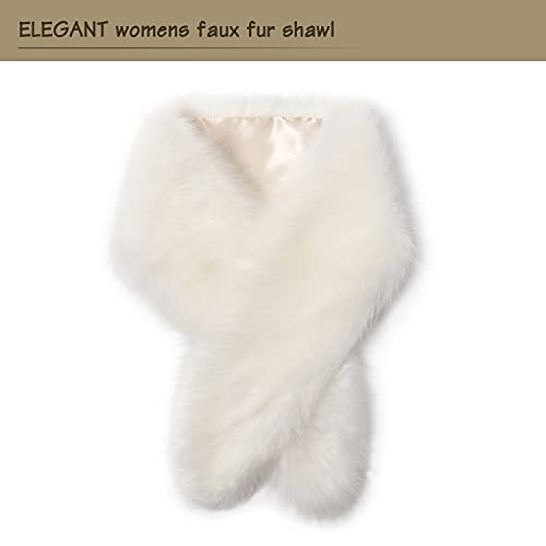 Dikoaina Extra Large Women's Faux Fur Collar for Winter Coat,White,120cm - Image 3