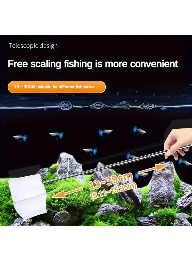 Small Round Aquarium Shrimp Fish Net Extendable Stainless Steel Handle Fine Mesh - Image 4