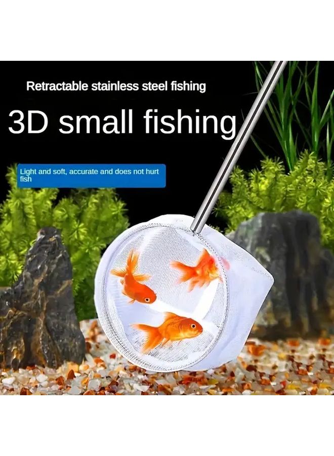 Small Round Aquarium Shrimp Fish Net Extendable Stainless Steel Handle Fine Mesh - Image 3