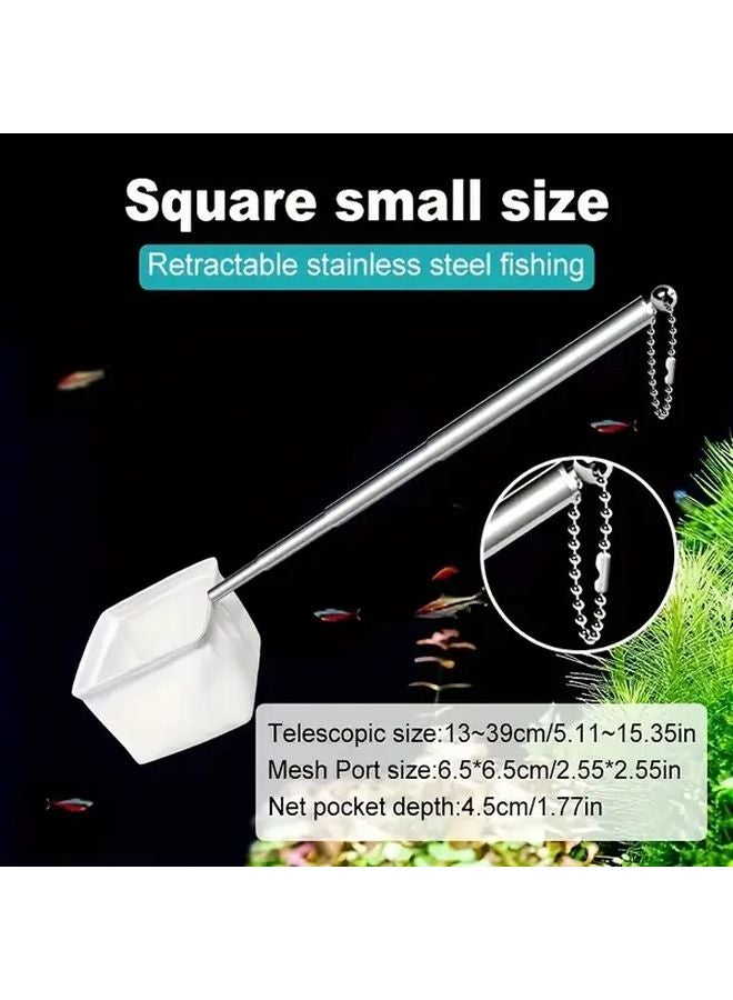 Small Round Aquarium Shrimp Fish Net Extendable Stainless Steel Handle Fine Mesh - Image 2