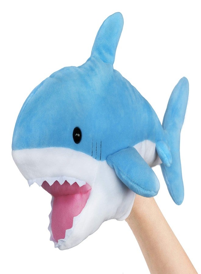 ICE KING BEAR Cute Blue Plush Shark Hand Puppet - Stuffed Animal Toy - 14 Inches Long - Image 1