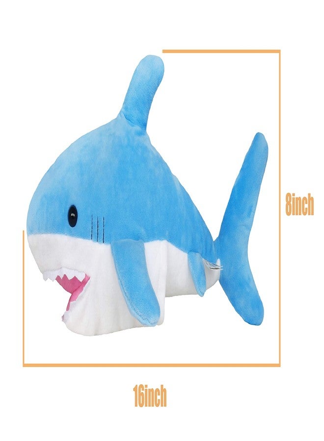 ICE KING BEAR Cute Blue Plush Shark Hand Puppet - Stuffed Animal Toy - 14 Inches Long - Image 3