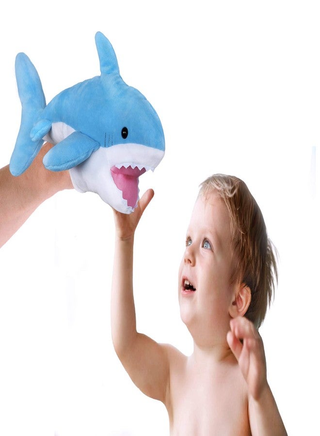 ICE KING BEAR Cute Blue Plush Shark Hand Puppet - Stuffed Animal Toy - 14 Inches Long - Image 4
