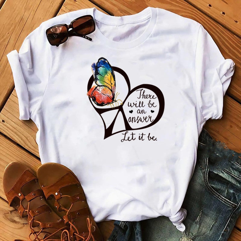 2020 AliExpress wish ebay Amazon foreign trade independent station womens Christmas Animal Flower short sleeve White 