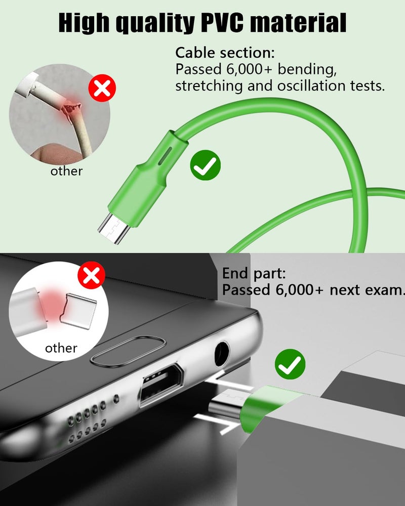 شيتيك حزمة 8 قطع (3 قدم/1 متر) كابل Micro USB، سلك USB إلى Micro لأندرويد، شاحن سريع 2.4 أمبير، كابل PVC لهواتف سامسونج جالاكسي S6 S7 S4 S3 S2 J1 نوت 2، إتش تي سي، كيندل، موتو G5 (Micro، 8 قطع [4 ألوان]، 1 متر) - Image 5