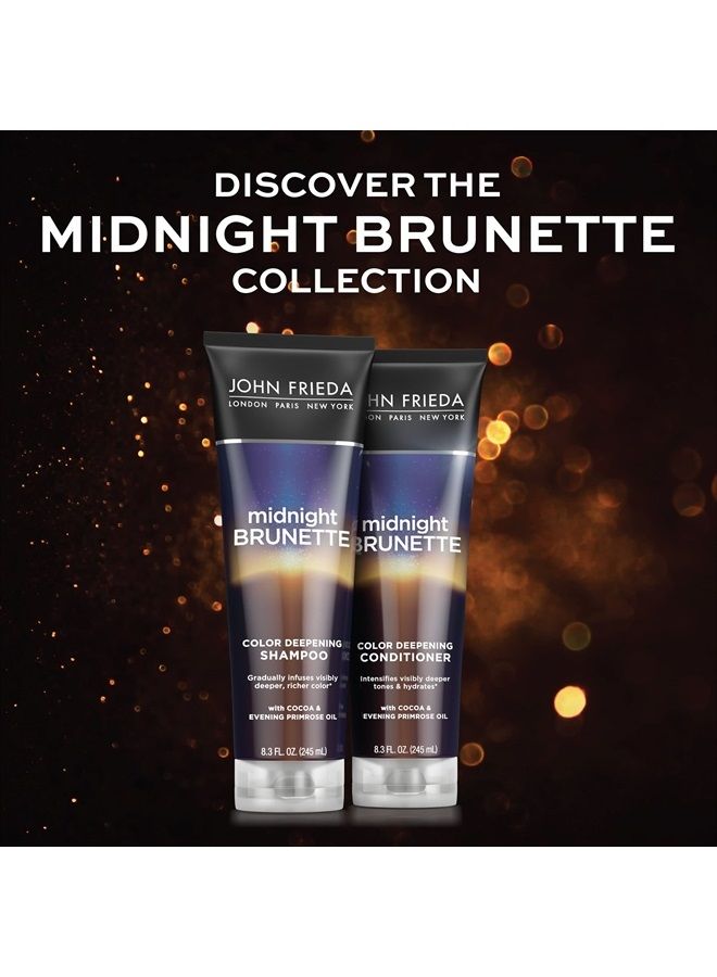 John Frieda بلسم تعميق لون الشعر Midnight Brunette Visibly Deeper Color Deepening، 8.3 أونصة، بزيت زهرة الربيع المسائية، غني بالكاكاو - Image 5