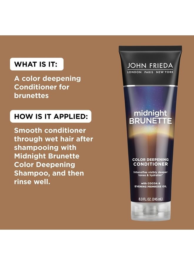 John Frieda بلسم تعميق لون الشعر Midnight Brunette Visibly Deeper Color Deepening، 8.3 أونصة، بزيت زهرة الربيع المسائية، غني بالكاكاو - Image 4