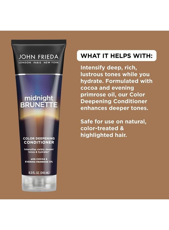 John Frieda بلسم تعميق لون الشعر Midnight Brunette Visibly Deeper Color Deepening، 8.3 أونصة، بزيت زهرة الربيع المسائية، غني بالكاكاو - Image 3