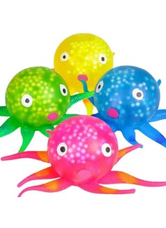 ArtCreativity Squeeze Jelly Octopus Set Of 4 Stress Relief Toys For Kids And Adults Underwater Party Supplies Fun Aquatic Birthday Party Favors Relaxing Sensory Toys For Autism 4 Colors  - Image 1