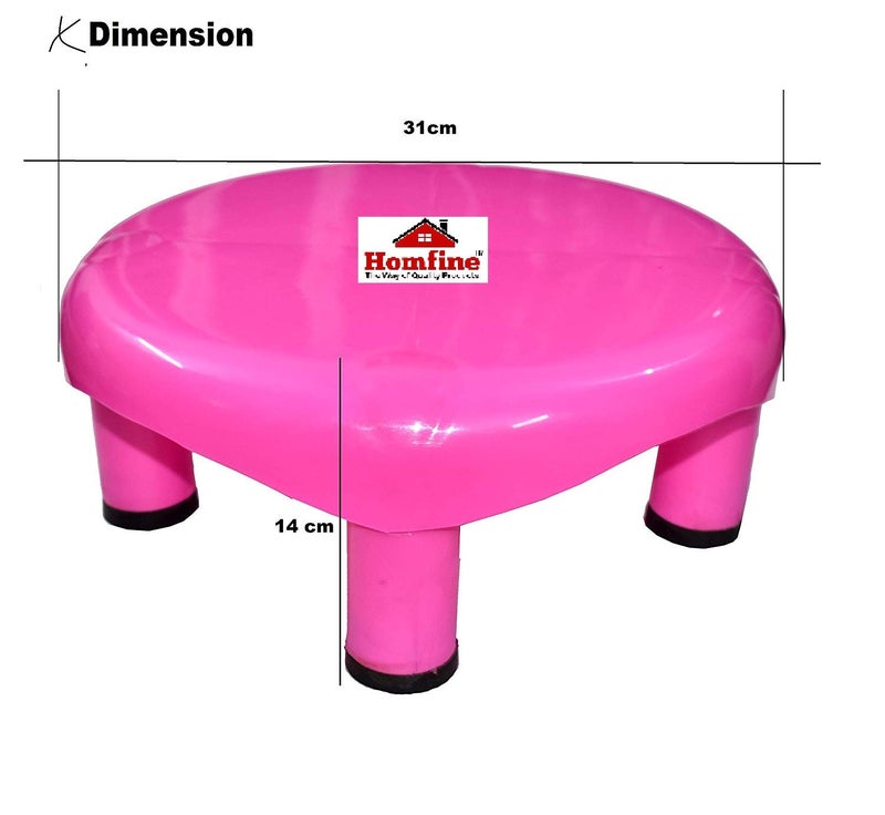Homfine Plastic Bathroom Big Size Stool/Chair Multipurpose Use for Home (1 Pc, Pink) - Image 3