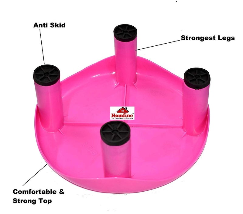 Homfine Plastic Bathroom Big Size Stool/Chair Multipurpose Use for Home (1 Pc, Pink) - Image 2