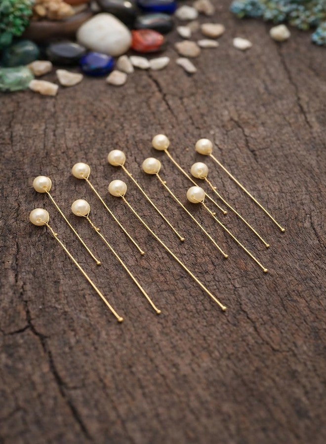 DHANABAPA Pearl Hair Pins Set for Women | Wedding & Party Hair Accessories | Decorative Faux Pearl U Pins for Bun, Juda & Elegant Hairstyles (6 Pcs - Glod) - Image 1