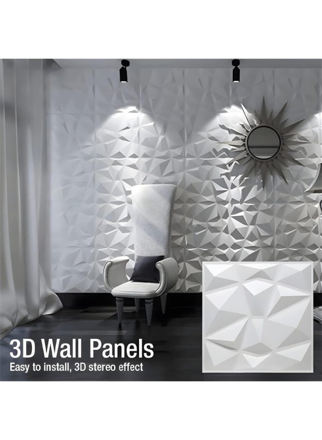 SKY-TOUCH 10PCS 3D Wall Panels, 30x30cm PVC Waterproof Wall Panel Diamond Textured Modern Decor Wall Tiles Accent Wall Panels for Living Room Bedroom Hotel Office, Coving 9.7 Sq.Ft（Matt White） - Image 5