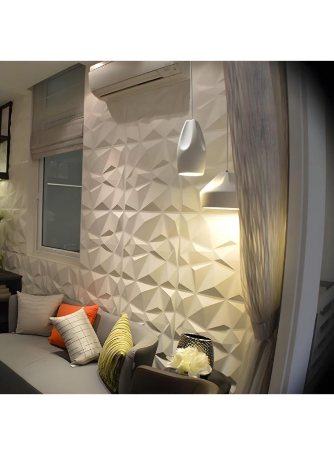 SKY-TOUCH 10PCS 3D Wall Panels, 30x30cm PVC Waterproof Wall Panel Diamond Textured Modern Decor Wall Tiles Accent Wall Panels for Living Room Bedroom Hotel Office, Coving 9.7 Sq.Ft（Matt White） - Image 2