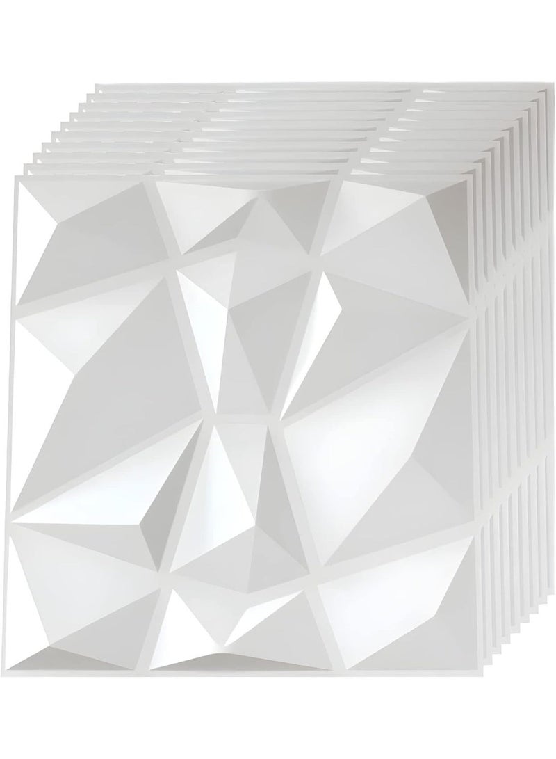 SKY-TOUCH 10PCS 3D Wall Panels, 30x30cm PVC Waterproof Wall Panel Diamond Textured Modern Decor Wall Tiles Accent Wall Panels for Living Room Bedroom Hotel Office, Coving 9.7 Sq.Ft（Matt White） - Image 1
