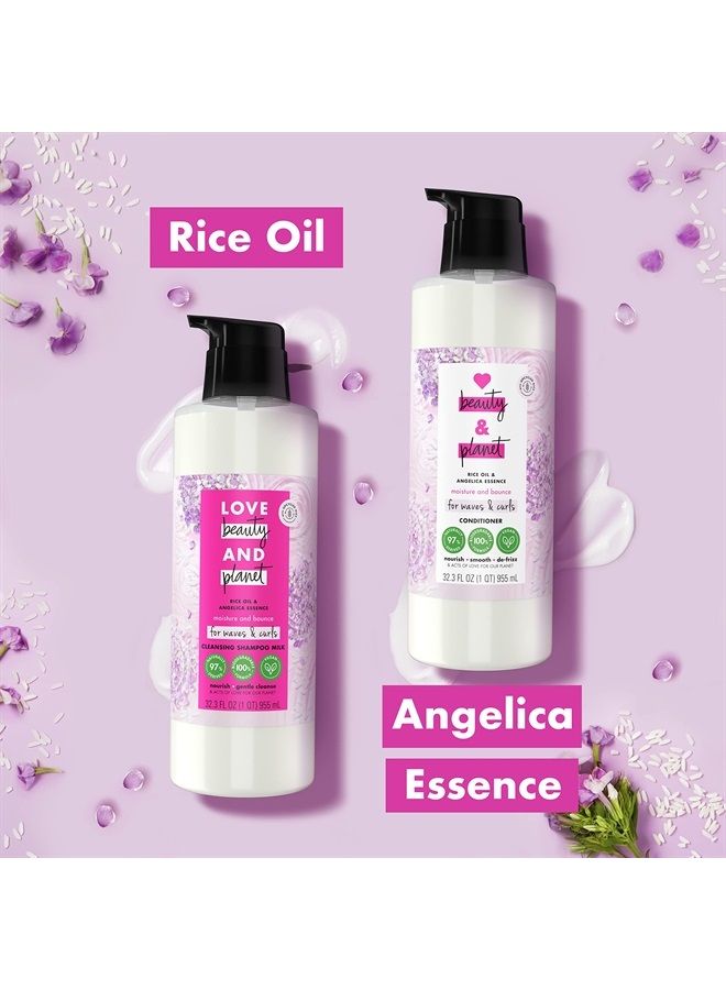 love beauty and planet Shampoo Milk Moisture and Bounce for Waves and Curls Rice Oil and Angelica Essence 100 percent Biodegradable Shampoo 32 oz  - Image 2