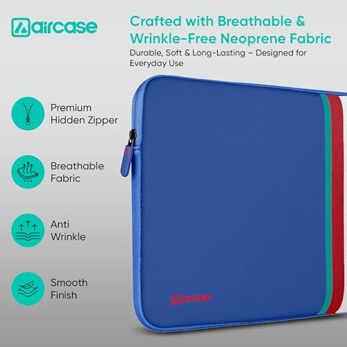 AirCase Protective Laptop Bag Sleeve fits Upto 14.1" Laptop/MacBook, Wrinkle Free, Padded, Water Resistant Light Neoprene case Cover Pouch, for Men & Women, Royal Blue - Image 5