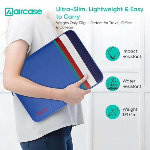 AirCase Protective Laptop Bag Sleeve fits Upto 14.1" Laptop/MacBook, Wrinkle Free, Padded, Water Resistant Light Neoprene case Cover Pouch, for Men & Women, Royal Blue - Image 4
