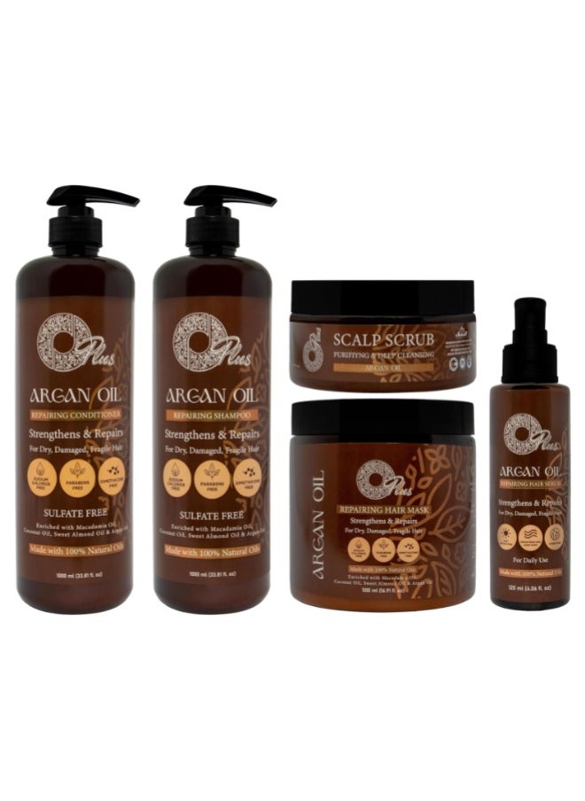 Oplus - OPlus Hair Care Set with Argan Oil – Complete 5-Piece Collection for Nourished and Hydrated Hair, Sulfate-Free Formula - Image 1