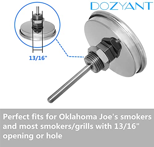 DOZYANT 3 1/8 inch Charcoal Grill Temperature Gauge, Accurate BBQ Grill Smoker Thermometer Gauge Replacement for Oklahoma Joe's Smokers, and Smoker Wood Charcoal Pit, Large Face Grill Temp Thermometer - Image 2
