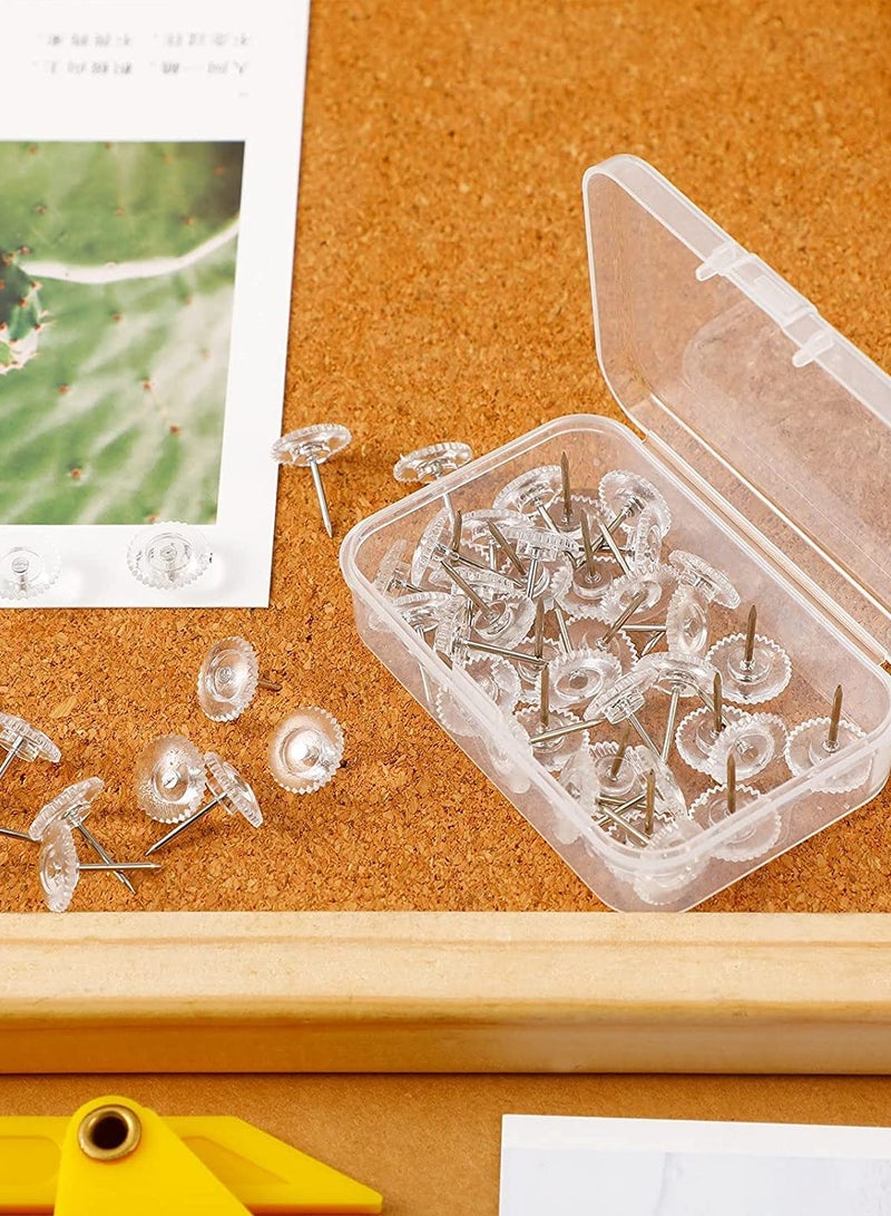 SOLARAE Clear Push Pins Small Plastic Thumb Tacks Steel Point and Clear Plastic Head Pushpins Transparent Paper Push Pins for Cork Board (100) - Image 4