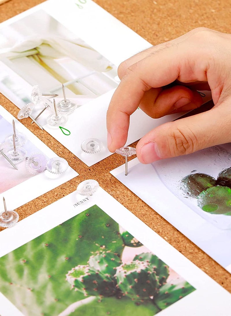 SOLARAE Clear Push Pins Small Plastic Thumb Tacks Steel Point and Clear Plastic Head Pushpins Transparent Paper Push Pins for Cork Board (100) - Image 2
