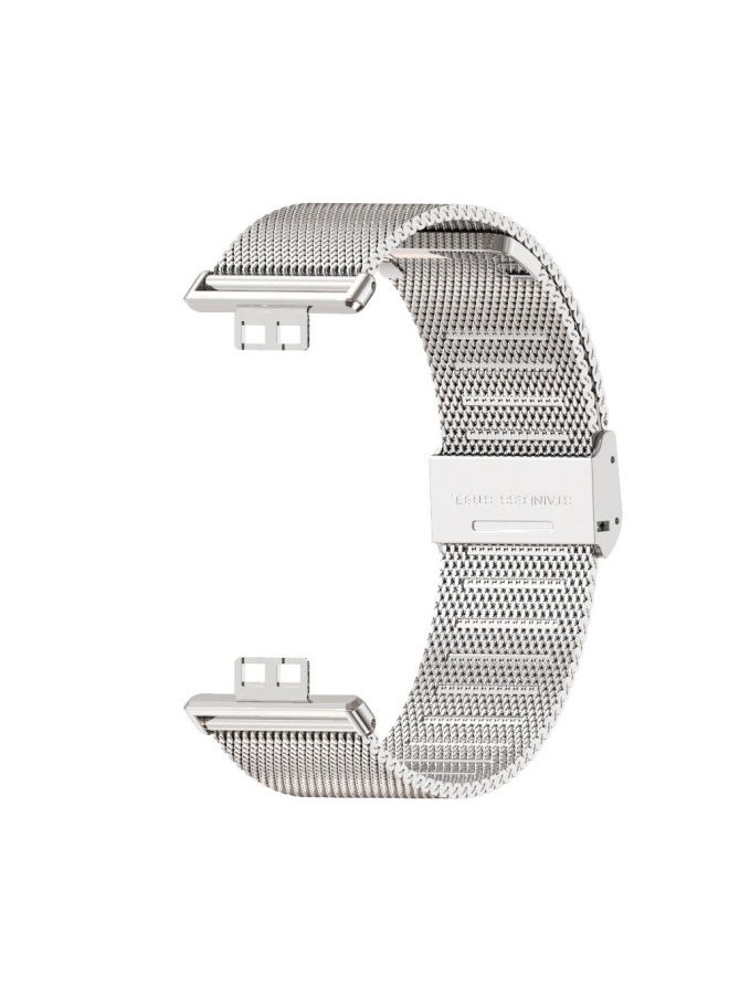 Fit 2 Watch Band Stainless Steel Milanese Clasp Magnetic Suction Three-bead Bamboo Texture Metal Wristband For HuaweiWatch-Color:MILAN-SILVER-Specifications:For HuaweiFit3