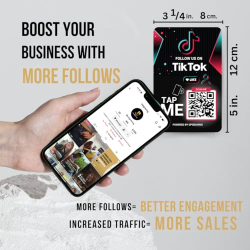 Upgraving Reusable Followers Tap Sticker for TikTok with QR & NFC Tap - Compatible with iPhone and Android - Follow us on TikTok- Powered by Upgraving (3 Stickers) - Image 3