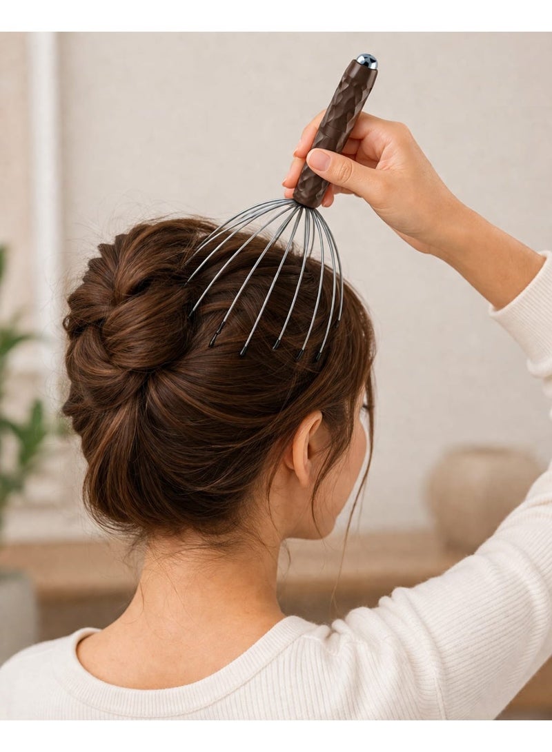 BOLREUS 16-Claw Head Massager with 360° Dual Ball Tips – Handheld Scalp Massager, Portable Octopus Design, Deep Relaxation & Stress Relief Tool for Home, Office & Travel - Image 1