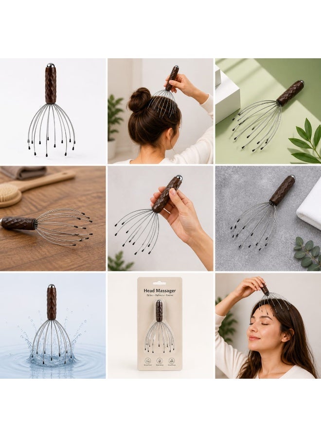 BOLREUS 16-Claw Head Massager with 360° Dual Ball Tips – Handheld Scalp Massager, Portable Octopus Design, Deep Relaxation & Stress Relief Tool for Home, Office & Travel - Image 4
