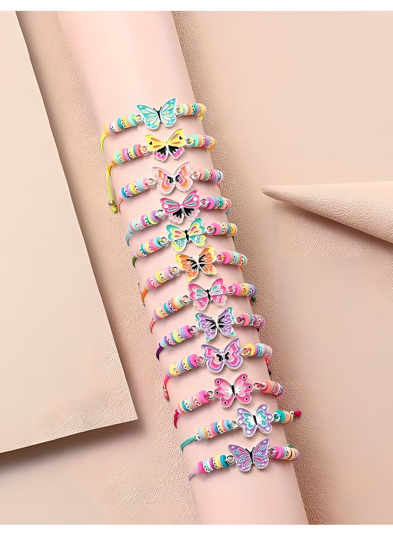 LIXADA 12pcs Exquisite Cute Butterfly Alloy Drip Oil Accessories Soft Clay Youngster's Adjustable Animal Bracelet Girls' Accessory Holiday Birthday Gift Set (Random Color)  - Image 2