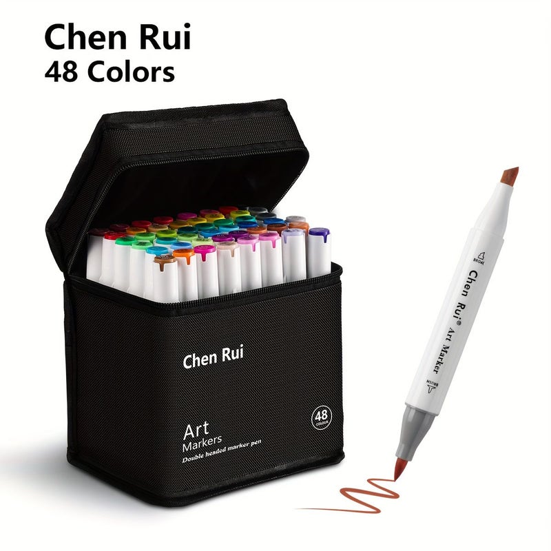 Chenrui 100 Colors Dual Tip Art Marker Set Sketch Markers Dot Markers And Oblique Tip Permanent Markers With Pen Holder And Fineliner Pen Drawing Toolkit For Adult Artists Anime Coloring Grey - Image 1